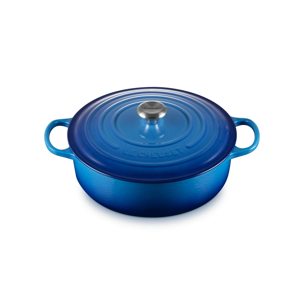 Cocotte Risotto Signature - Hierro Fundido Esmaltado - 30 Cm - Azur - Botón Inox