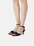 Sandalias De Tacón Dark Flower - Negro