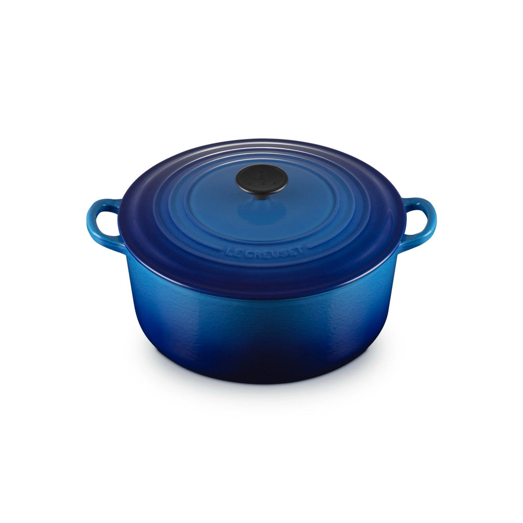 Cocotte Ronde Tradition - Fonte Emaillée - 28Cm - Azur - Bouton Phénolique