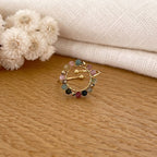 Bague "Olympe" tourmaline acier-Bagues-Instants Plaisirs • Bijoux-Instants Plaisirs | Bijoux