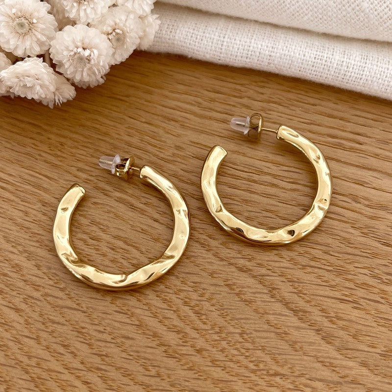 “Olly” steel hoop earrings-Earrings-instants-plaisirs-Instants Plaisirs | Jewelry