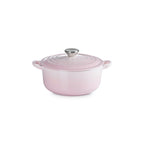 Round Traditional Casserole - Enamelled Cast Iron - 20cm - Shell Pink - Stainless Steel Knob