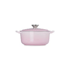 Round Traditional Casserole - Enamelled Cast Iron - 20cm - Shell Pink - Stainless Steel Knob
