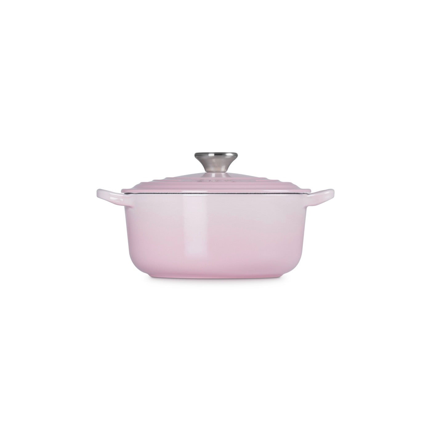 Round Traditional Casserole - Enamelled Cast Iron - 20cm - Shell Pink - Stainless Steel Knob