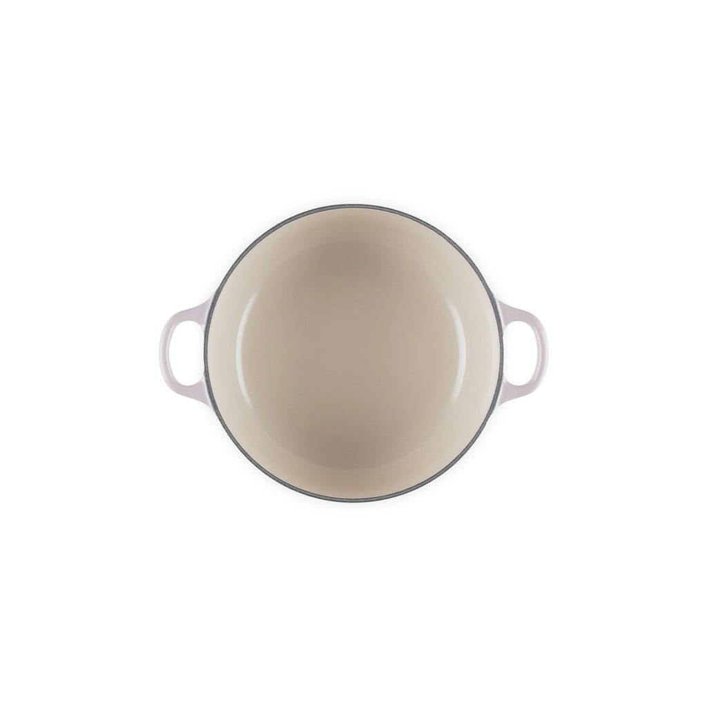 Round Traditional Casserole - Enamelled Cast Iron - 20cm - Shell Pink - Stainless Steel Knob