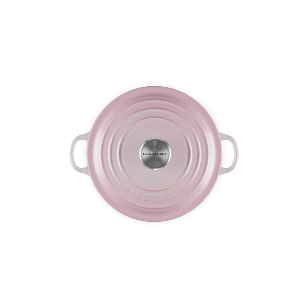 Round Traditional Casserole - Enamelled Cast Iron - 20cm - Shell Pink - Stainless Steel Knob