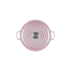 Round Traditional Casserole - Enamelled Cast Iron - 20cm - Shell Pink - Stainless Steel Knob