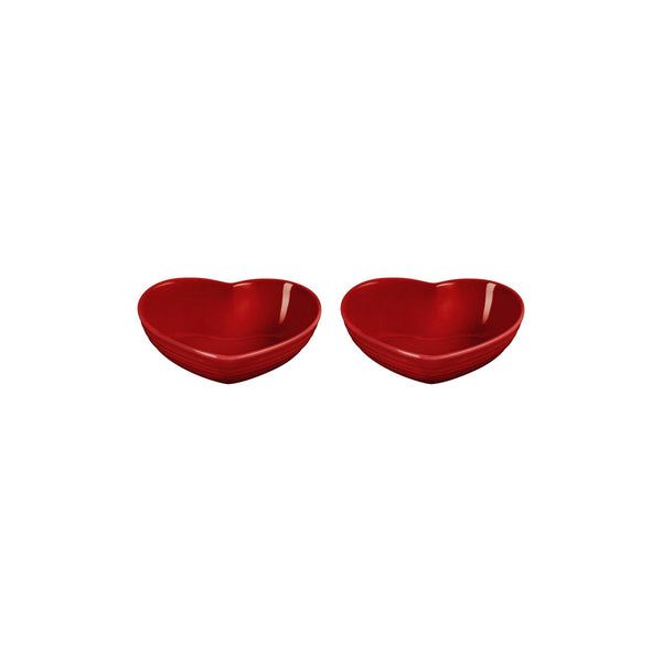 Set of 2 Heart-Shaped Dishes - Ceramic - Cherry