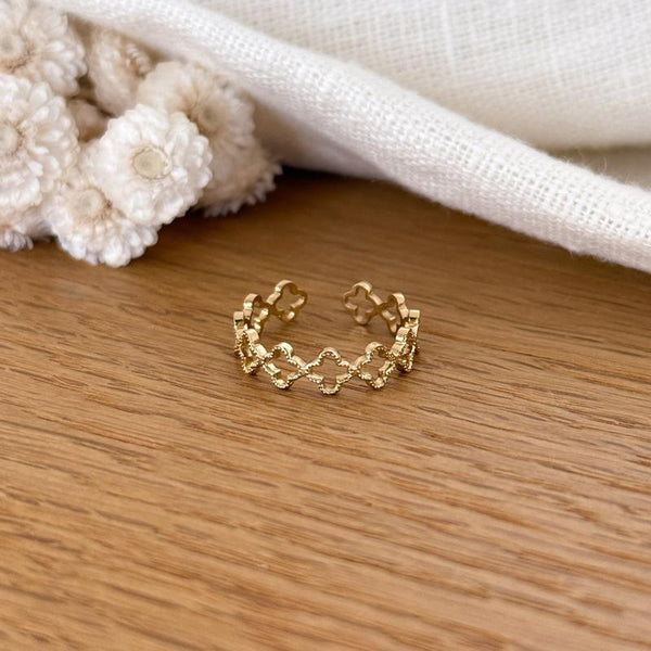 Bague "Trefle" acier-Bagues-instants-plaisirs-Ajustable-Instants Plaisirs | Bijoux