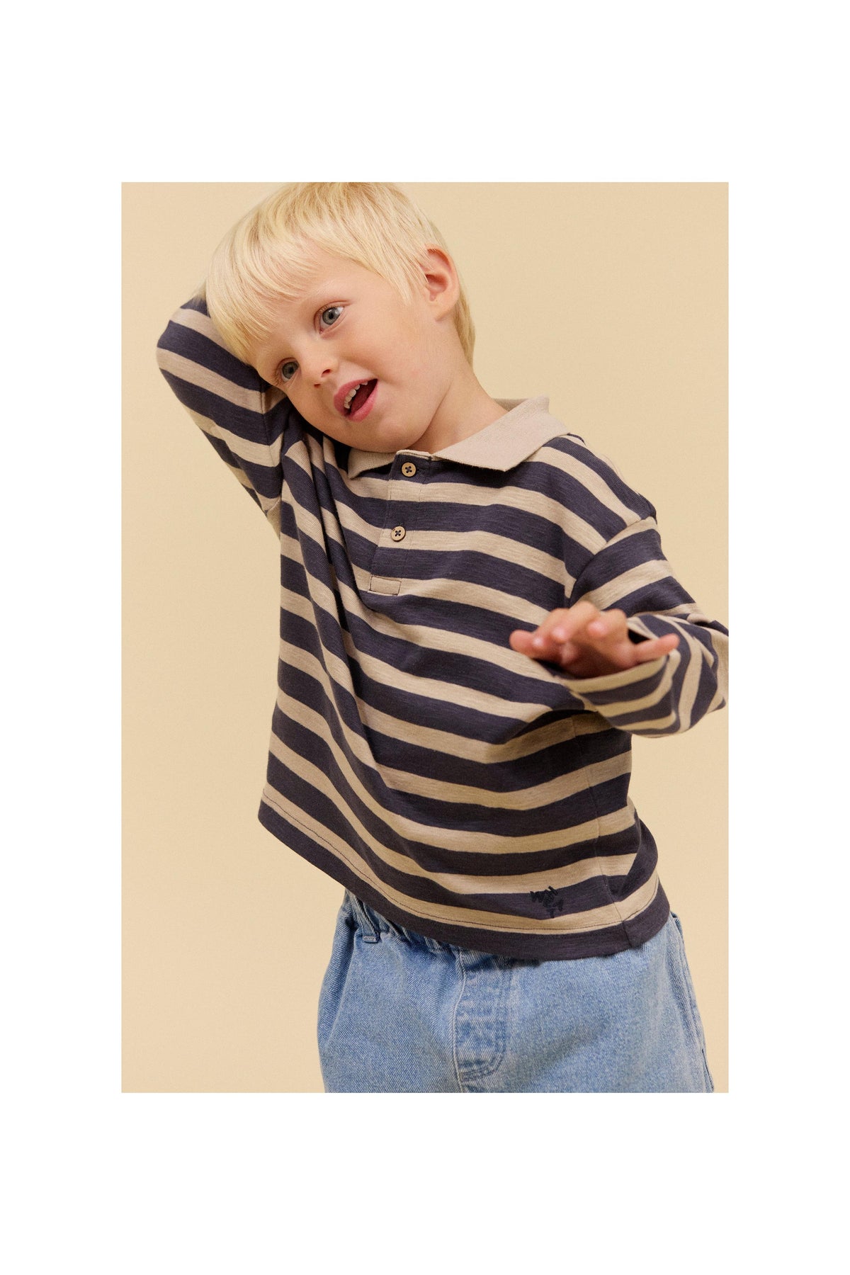 Fred Long-Sleeved Polo Shirt - Greyblue Stripe
