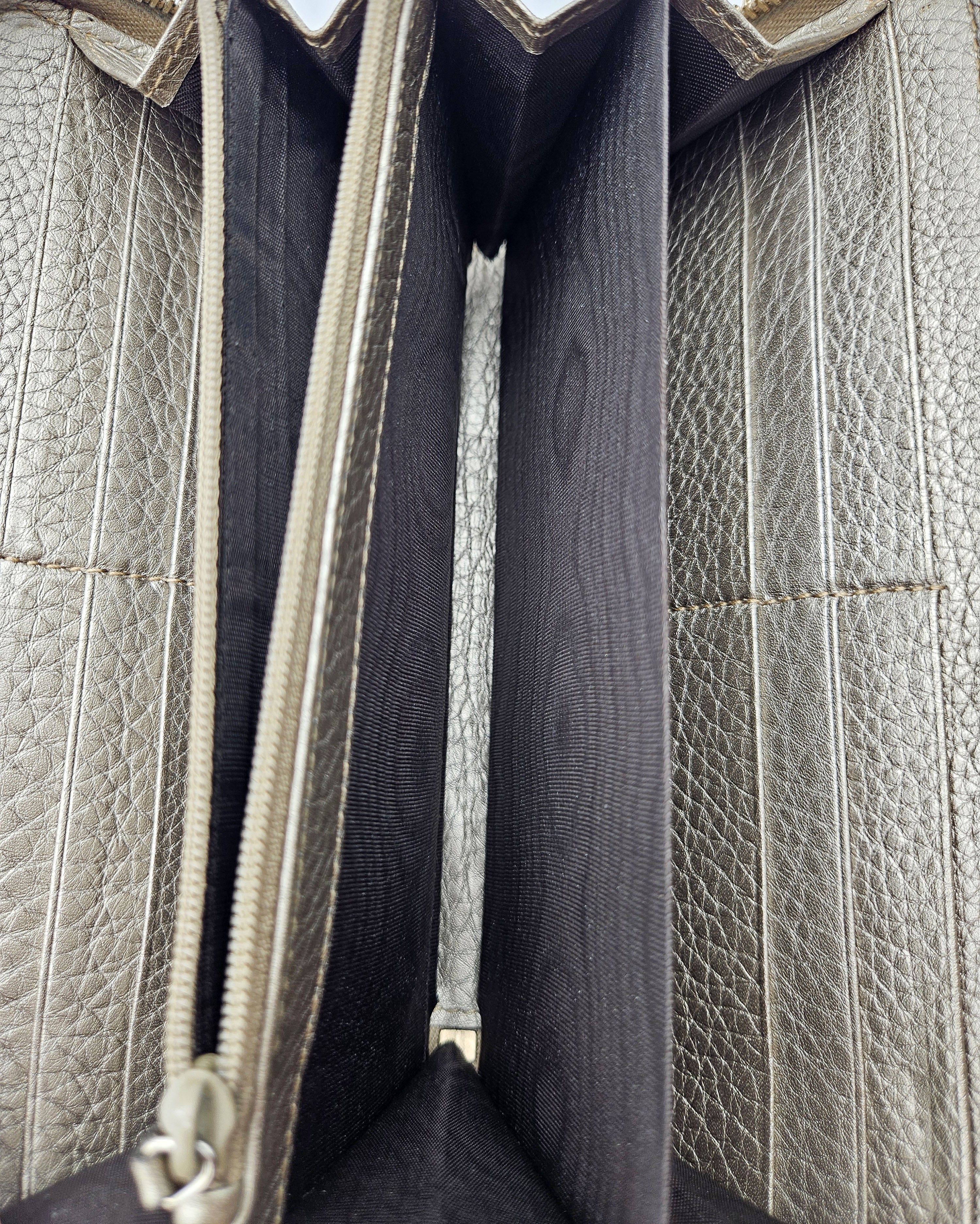Portefeuille Gucci Cuir Grainé Doré Bamboo Zippy