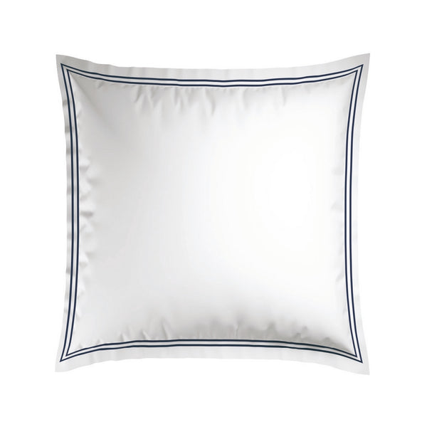 Biarritz - Set De 2 Taies D'Oreiller - Satin De Coton - Bleu Fonce / Blanc