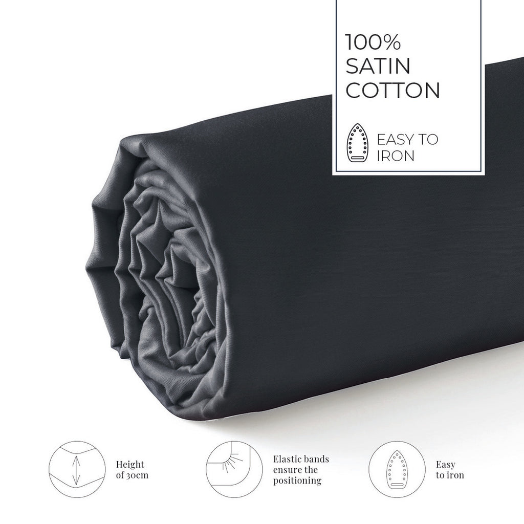 Jacquard - Drap-Housse - Satin De Coton - Gris 03