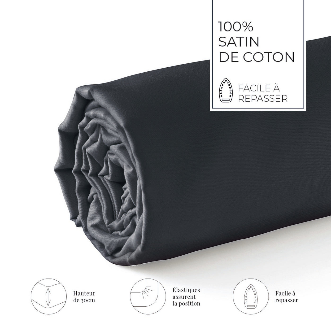Jacquard - Drap-Housse - Satin De Coton - Gris 03