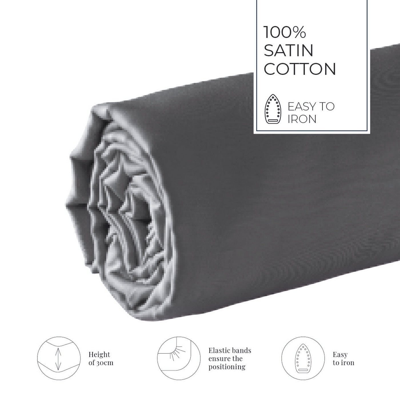 Jacquard - Drap-Housse - Satin De Coton - Gris 02