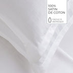 Jacquard - Set De 2 Taies D'Oreiller - Satin De Coton Rayure Tissé Dobby - Blanc 01