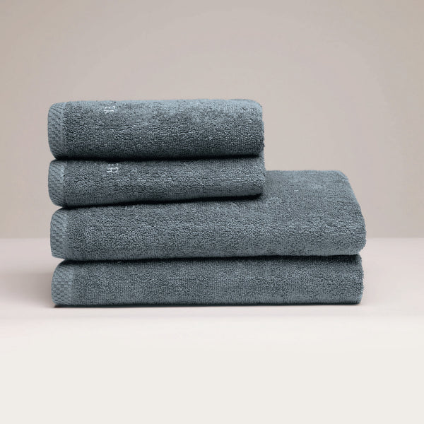 Oasis - Serviette + Drap De Bain Coton Peigné Lt - Bleu De Prusse