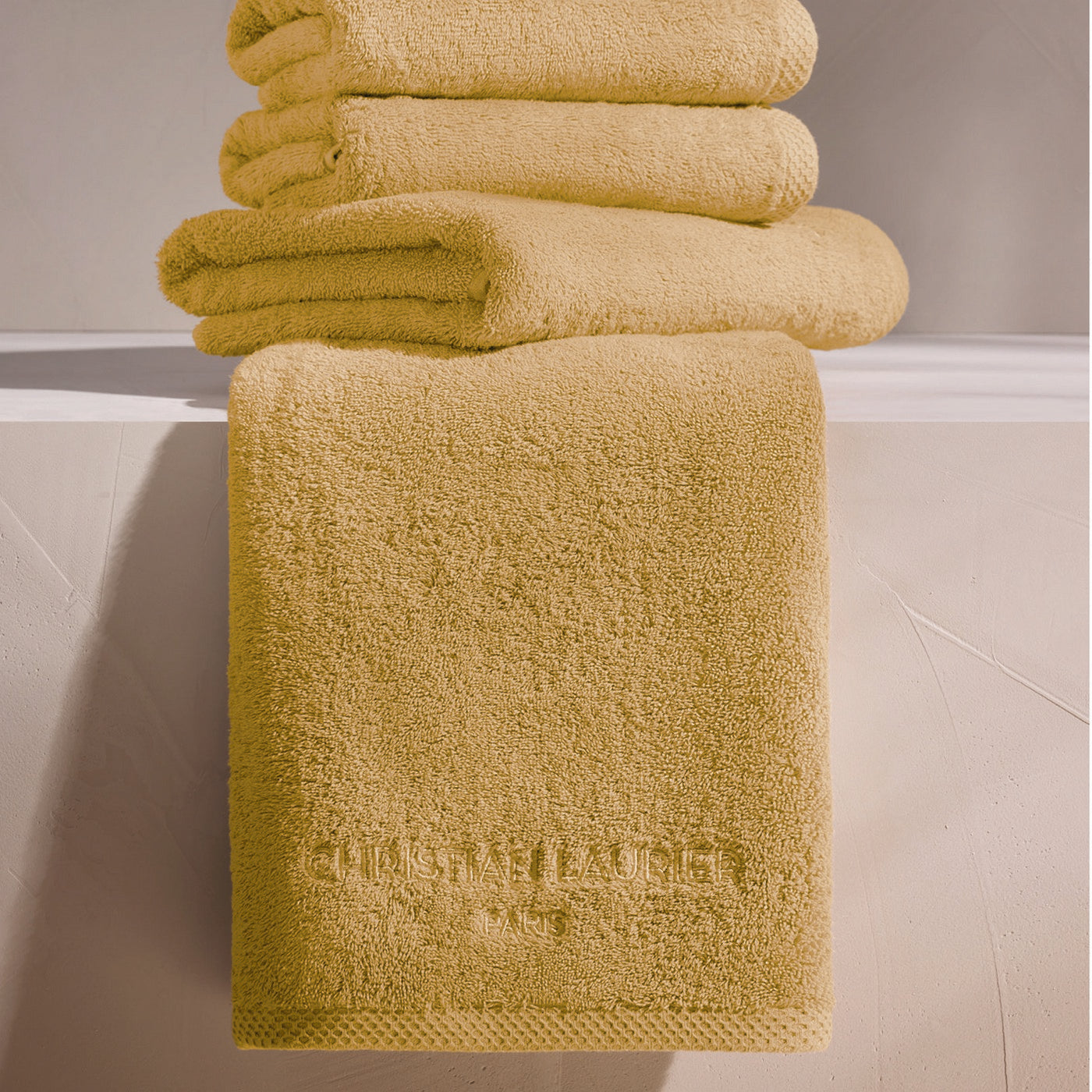 Oasis - Drap De Bain Coton Peigné Lt - Jaune Moutarde