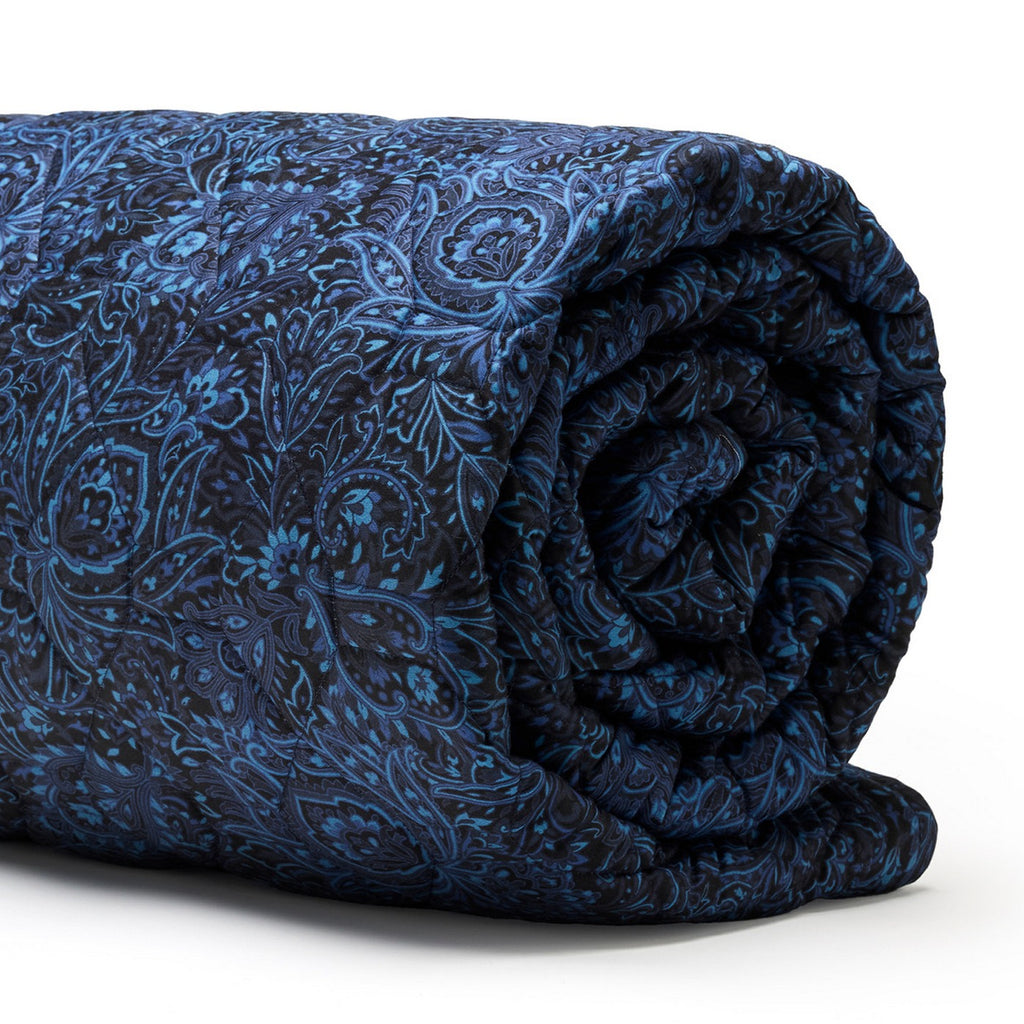 Eclipse Fleuri - Bedspread - Cotton Satin - Blue