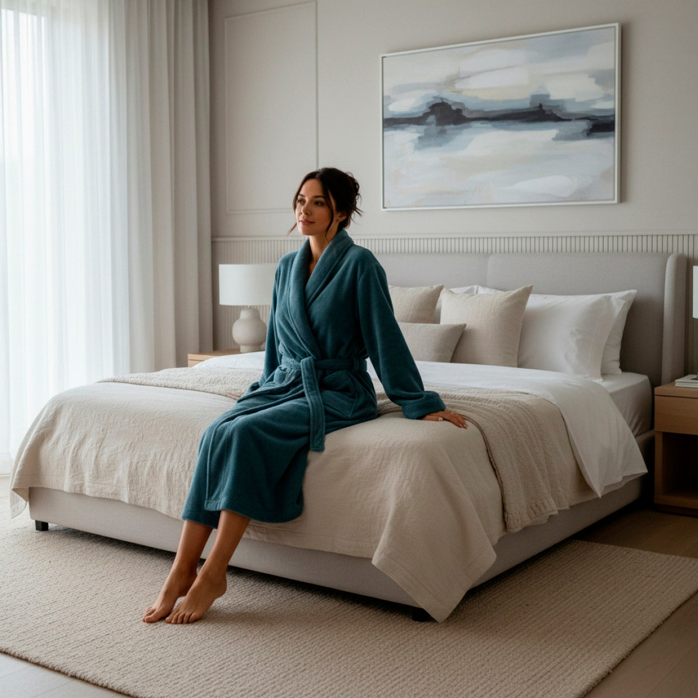 Robe De Chambre Polyester - Bleu