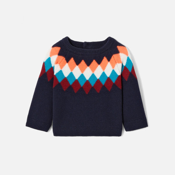 Trui Met Mouwen - Marineblauw/Meerkleurig - Jongens
