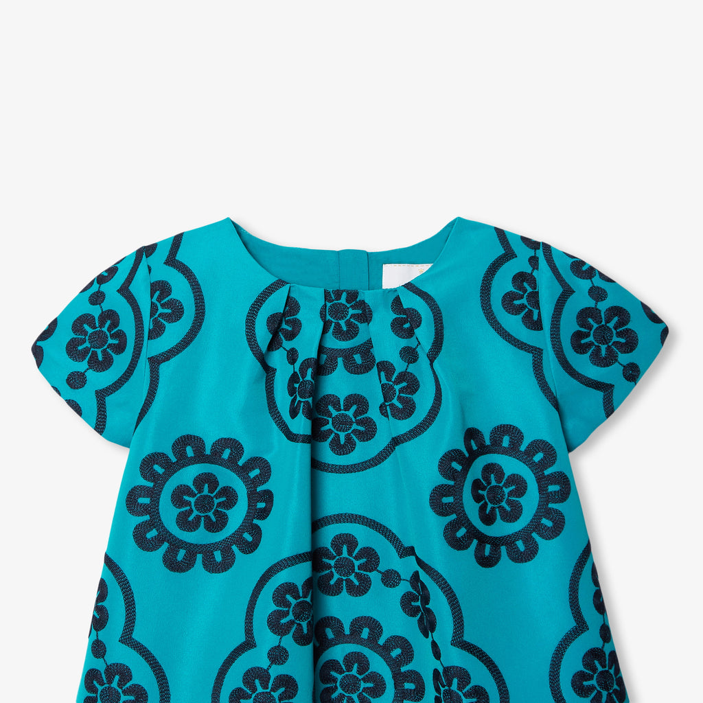 Robe Avec Manches - Bleu Turquoise - Fille