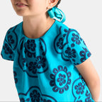 Robe Avec Manches - Bleu Turquoise - Fille