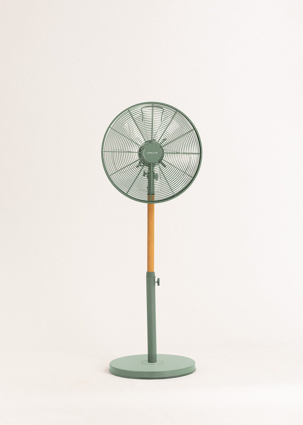 Air Stand Wood - Ventilateur Sur Pied Réglable Oscillant De Style Rétro 50 W - Hauteur Réglable - Vert Sauge