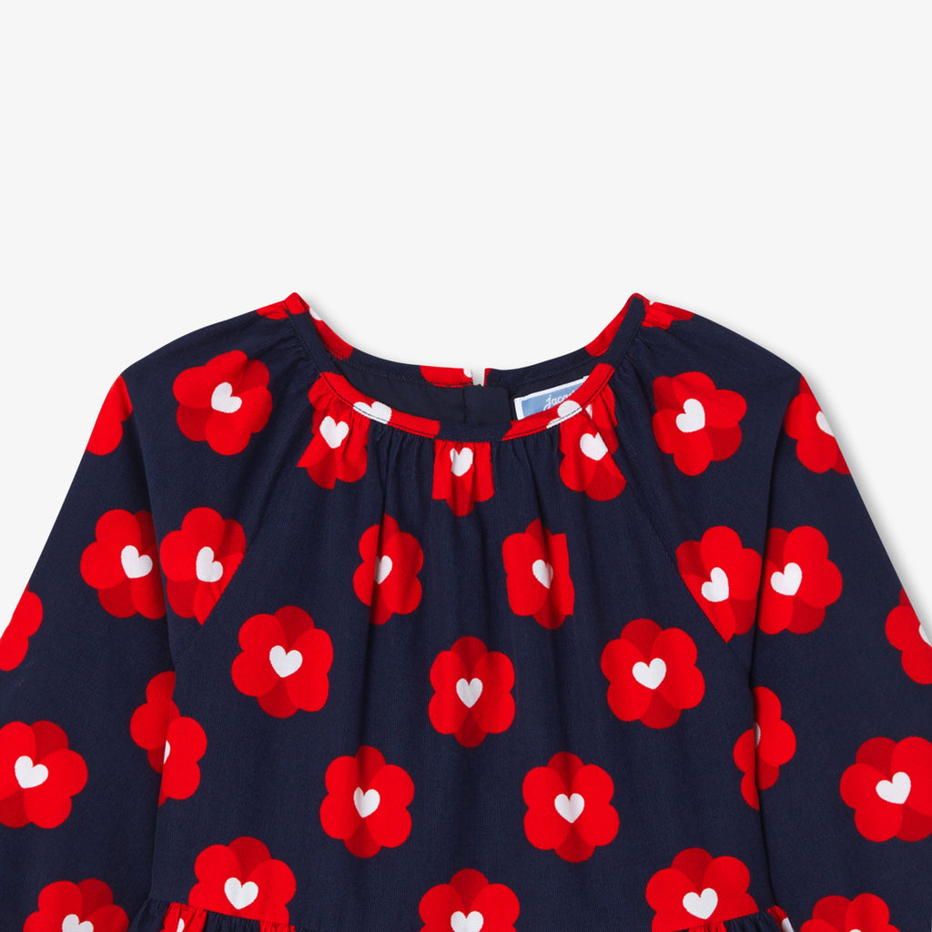 Robe Avec Manches - Marine/Multico - Fille
