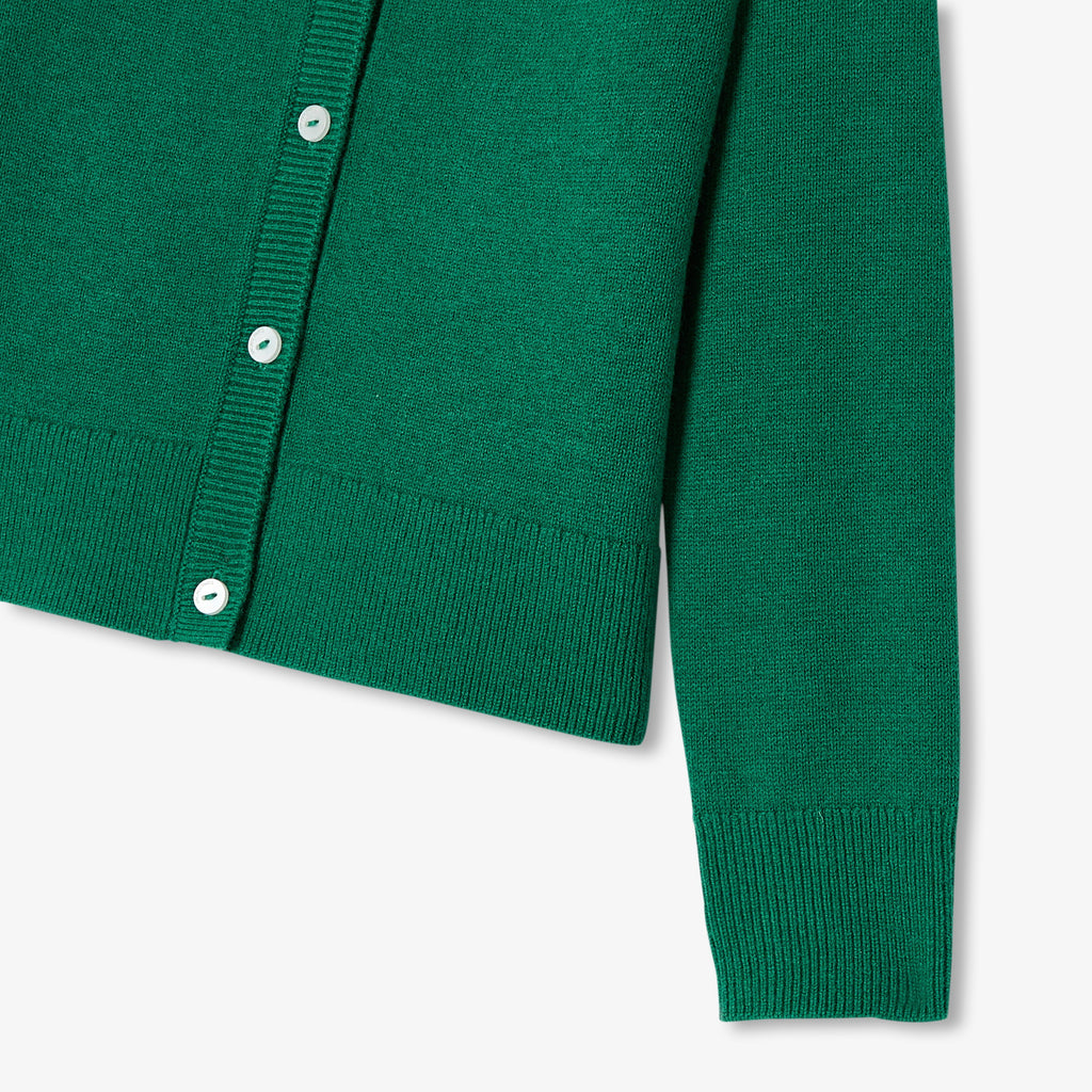 Sweter Zapinany Z Przodu - Ciemnozielony - Dziewczynka