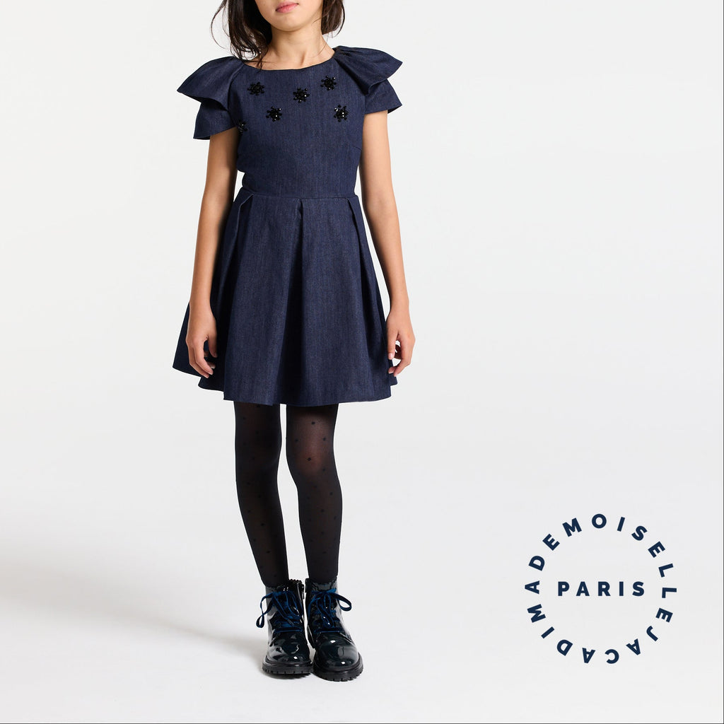 Robe Avec Manches - Denim Fonce - Fille
