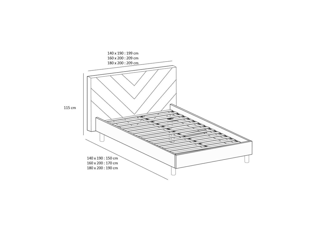 Romane - Cama con lamas macizas - Tejido de terciopelo