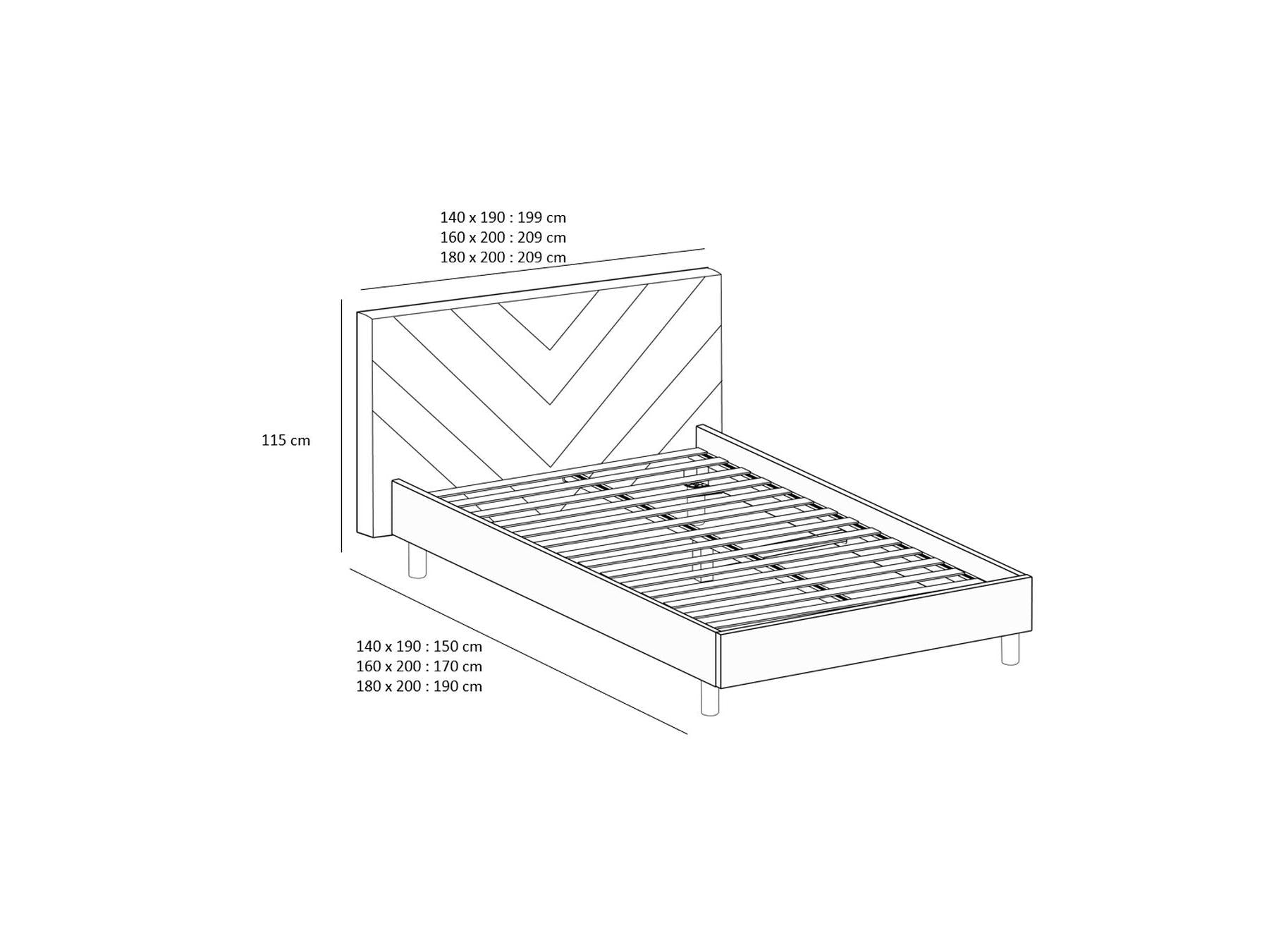 Romane - Cama con lamas macizas - Tejido de terciopelo