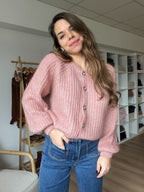 Cárdigan rosa jaspeado Honorine