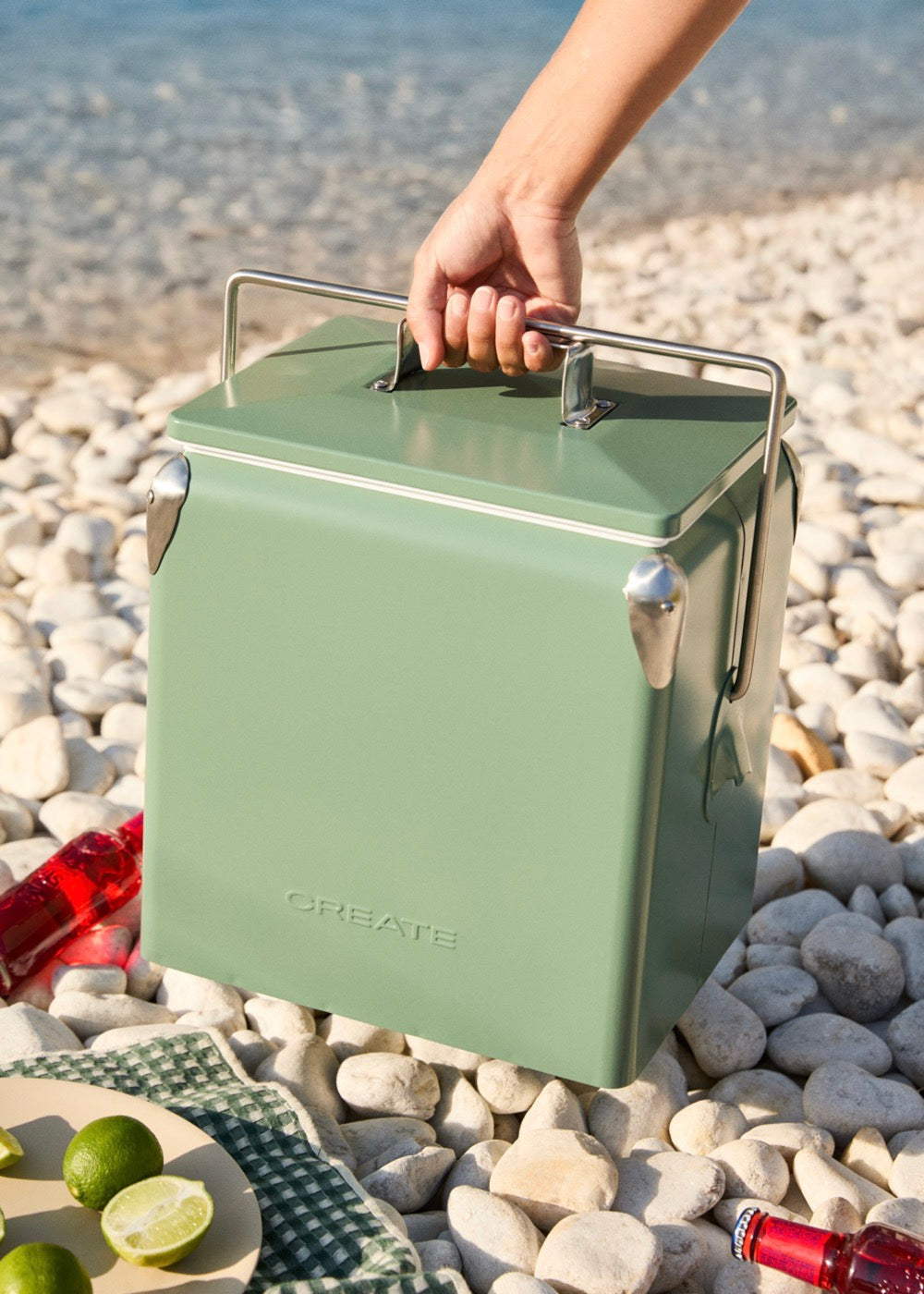 Retro Cooler - Portable Thermal Cooler 13L with Bottle Opener - Sage Green