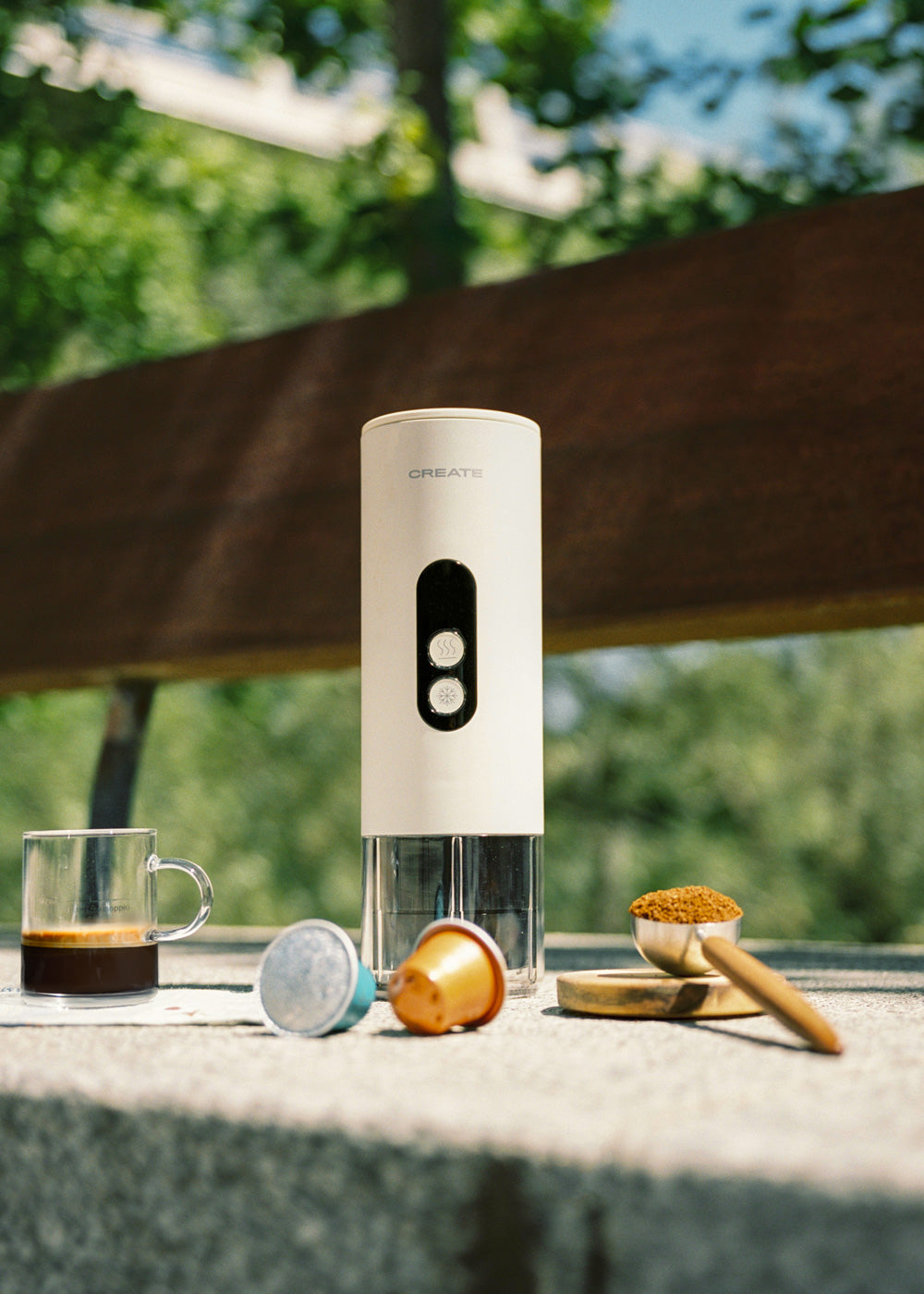 Thera Move - Portable 15 Bar Espresso Coffee Maker for Capsules and Ground Coffee - Off-White