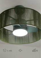 Wind Lamp Woven - Ventilateur De Plafond Silencieux 25W Avec Lumière Led - Vert Sauge