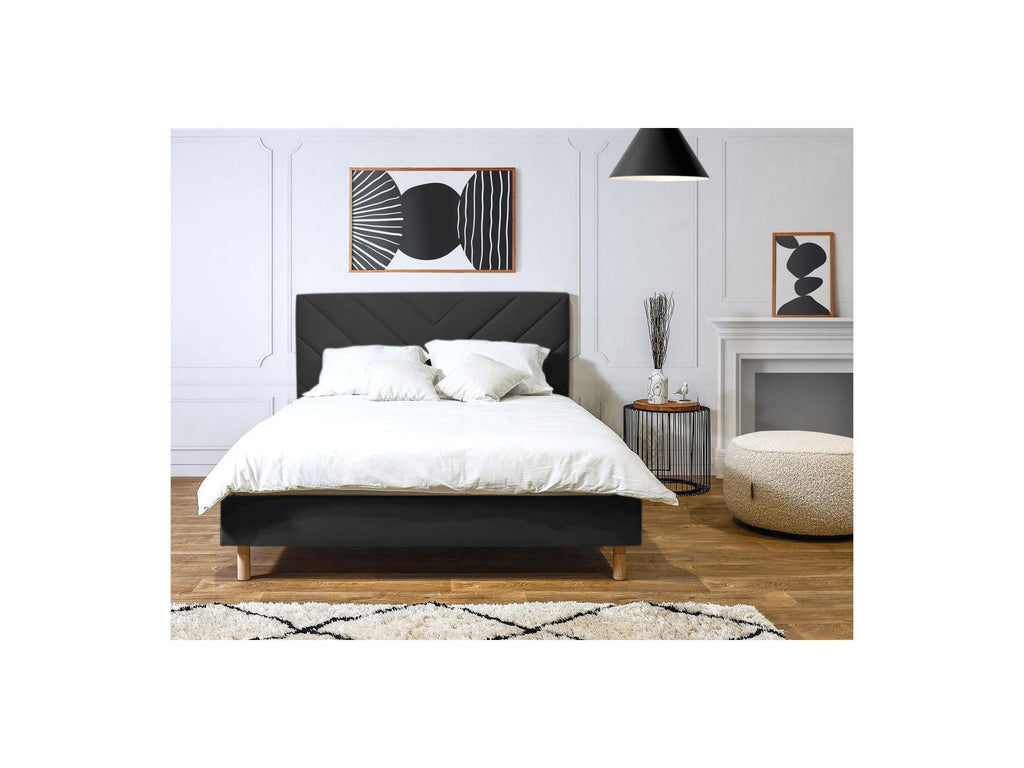 Romane - Cama con lamas macizas - Tejido de terciopelo