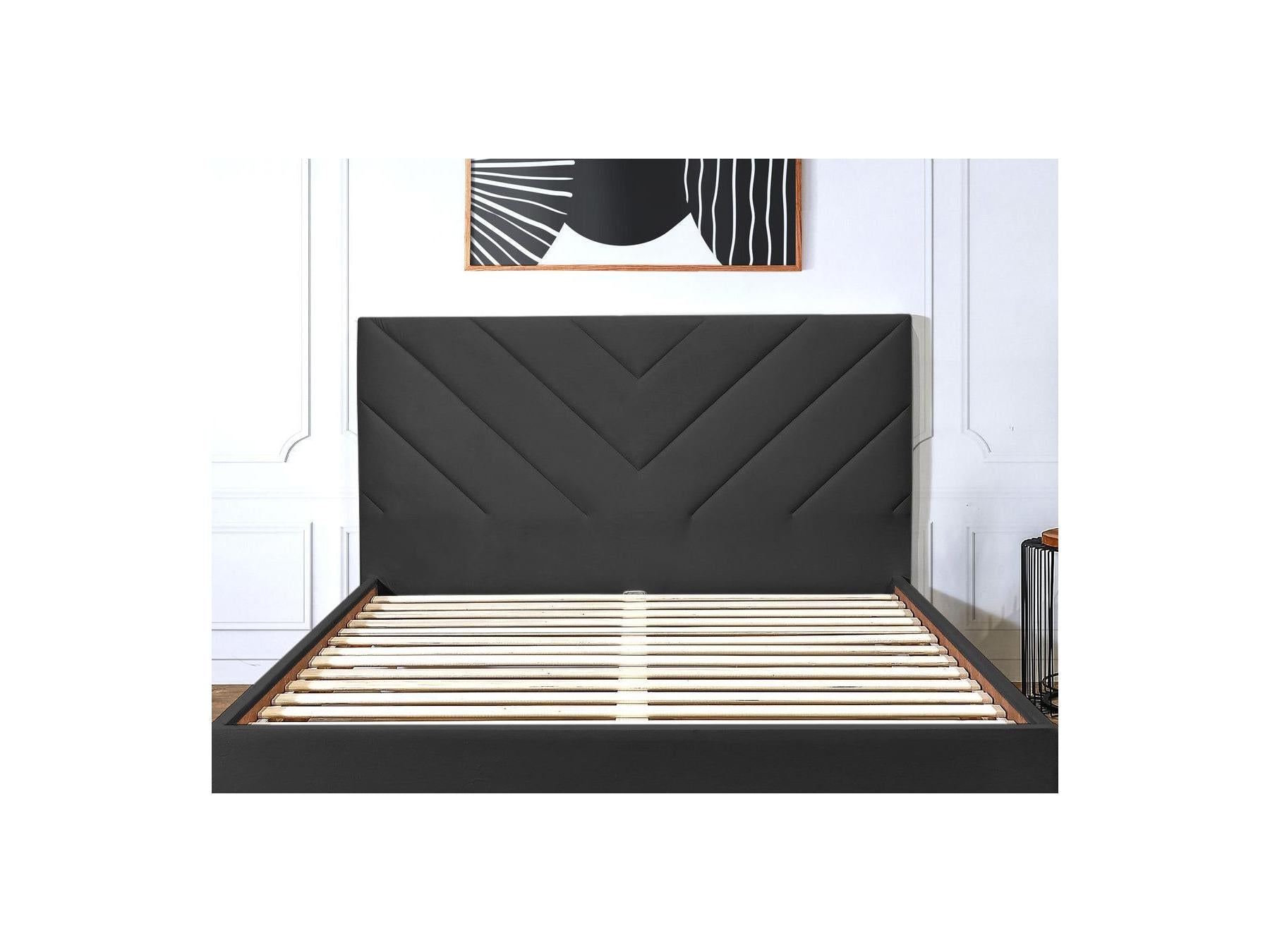 Romane - Cama con lamas macizas - Tejido de terciopelo