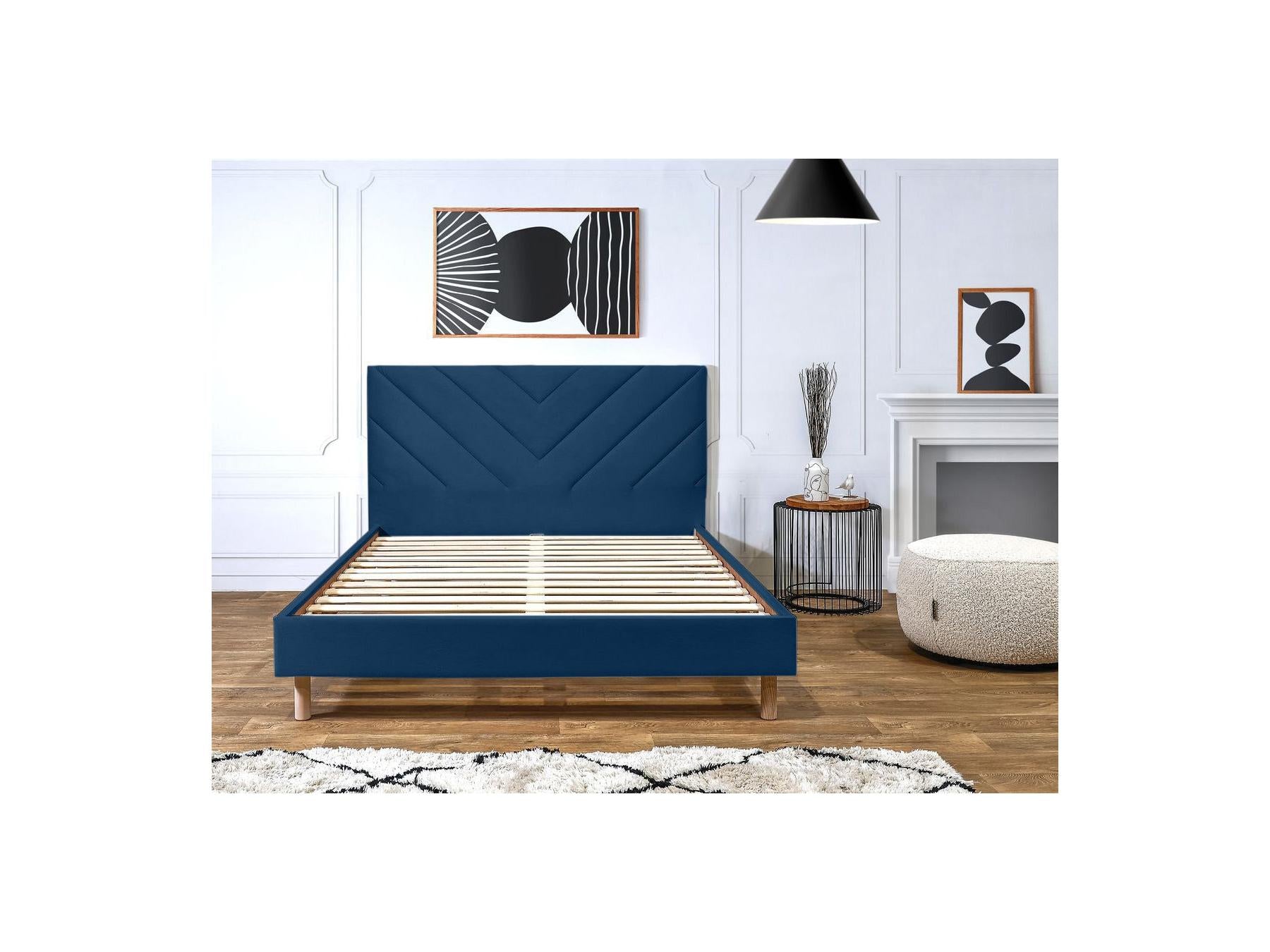 Romane - Cama con lamas macizas - Tejido de terciopelo