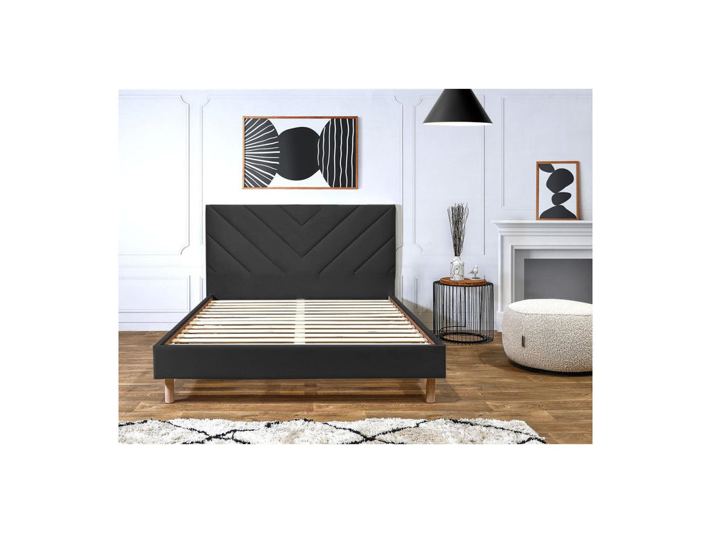 Romane - Cama con lamas macizas - Tejido de terciopelo