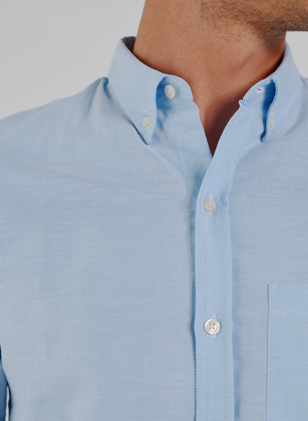 Chemise Oxford Easycare Bouton - Bleu Ciel - Homme