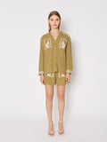 Camisa con bordado de gasa doble - Caqui