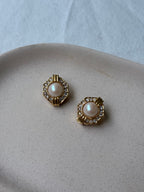Boucles D’Oreilles Vintage - Perles Et Strass Fantaisie