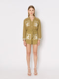 Berenice - Short Double Gaze Broderie - Khaki