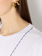 Berenice - T-shirt with Pearl Necklace - White