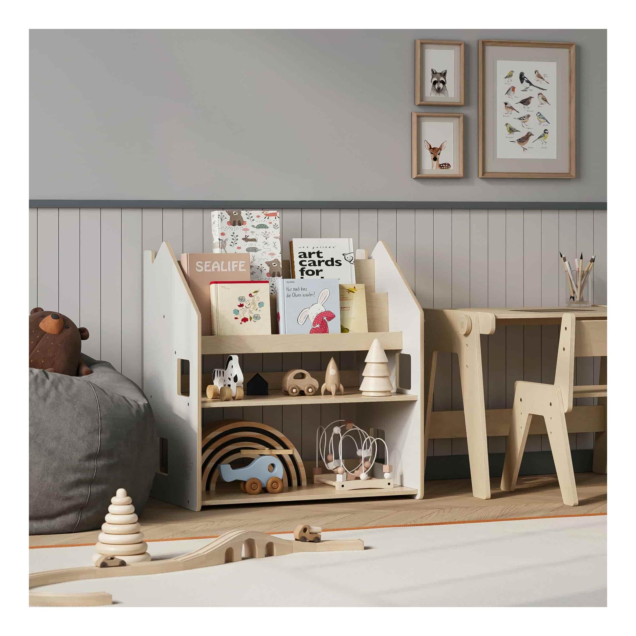 Versatile 2-In-1 Montessori Shelving Unit – White
