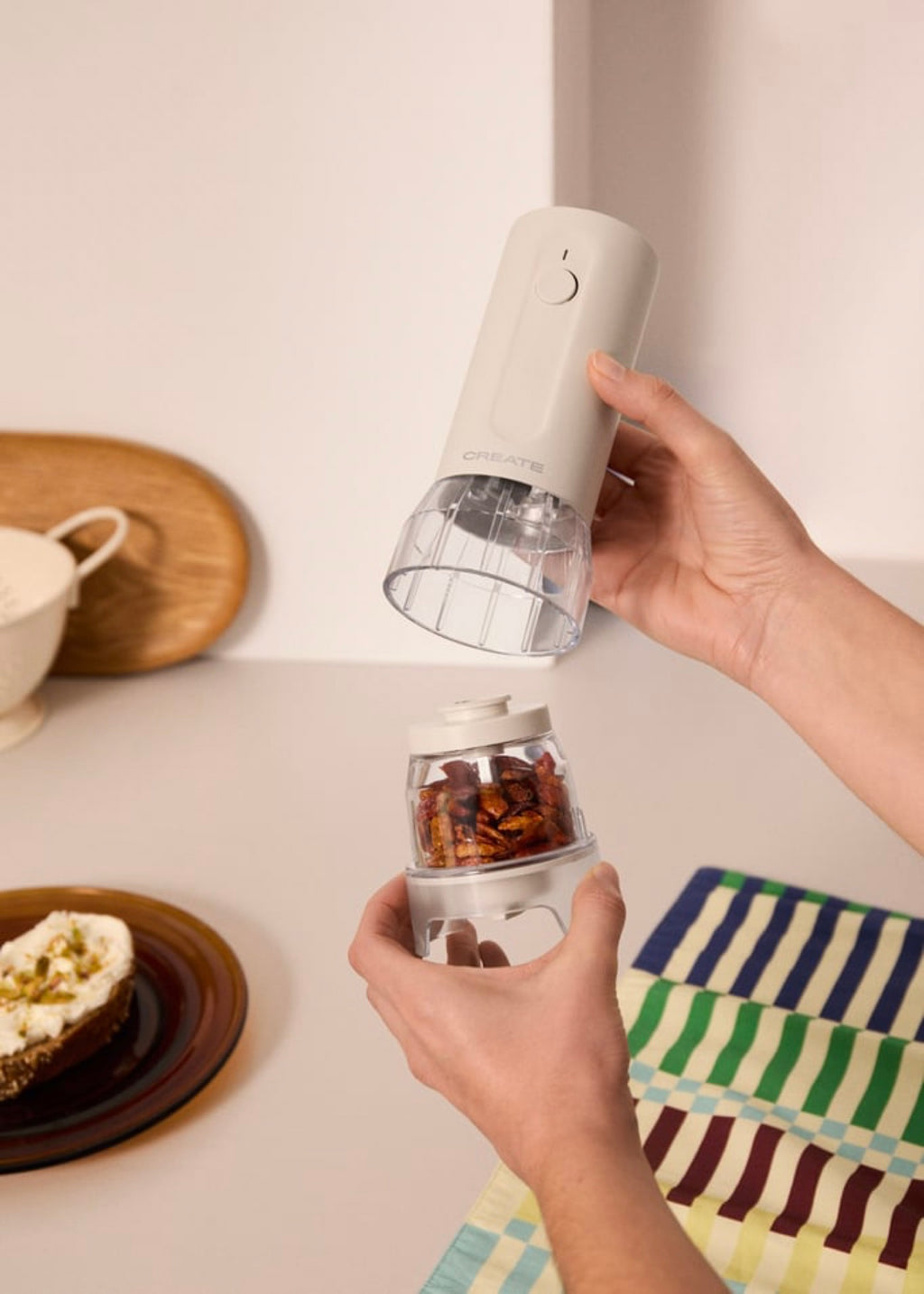 Studio Pro Spice Grinder - Electric Spice Grinder with Interchangeable Containers - Off-White