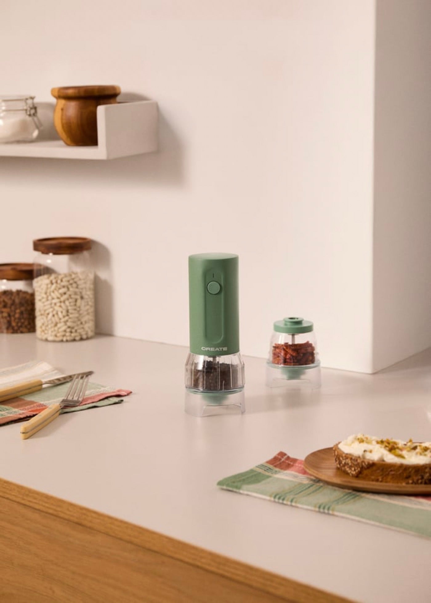 Spice Grinder Studio Pro - Electric Spice Grinder with Interchangeable Containers - Sage