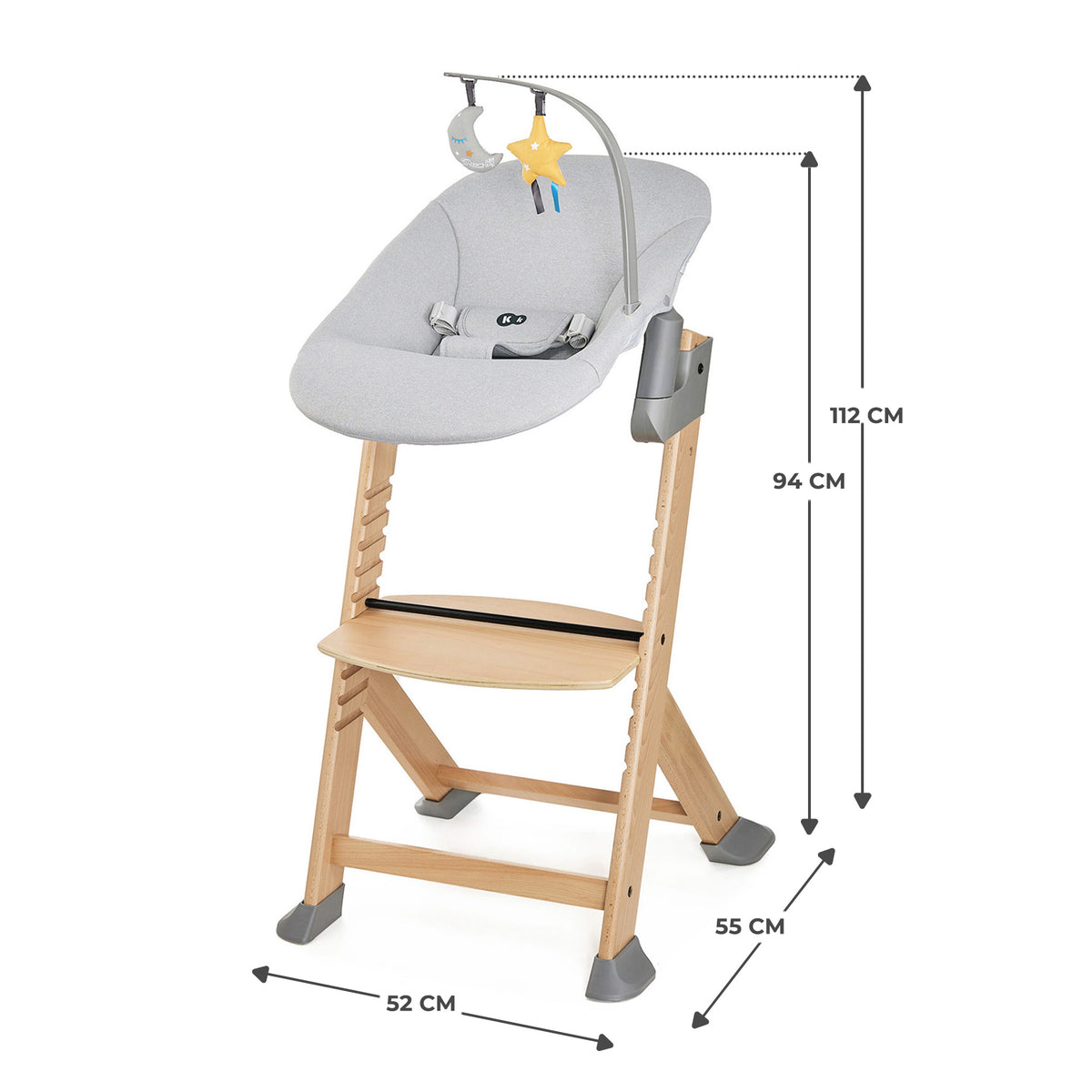 Chaise Haute Enock Avec Transat Calmee Gris
